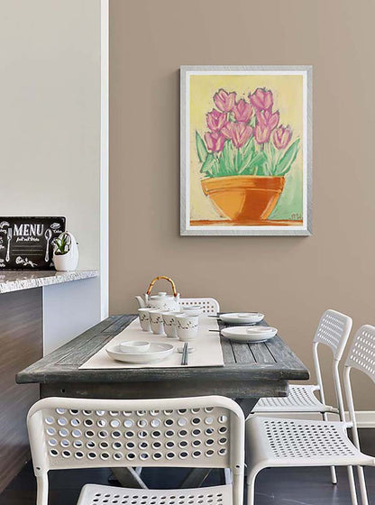 PINK TULIPS IN TERRACOTTA floral art print