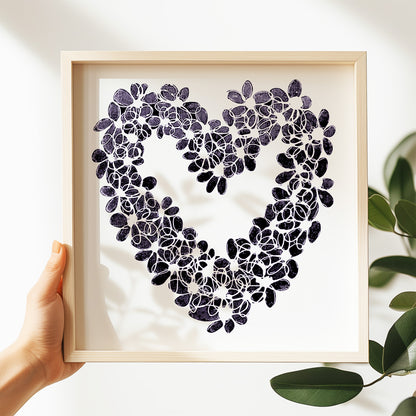 INKY PURPLE HEART floral art print