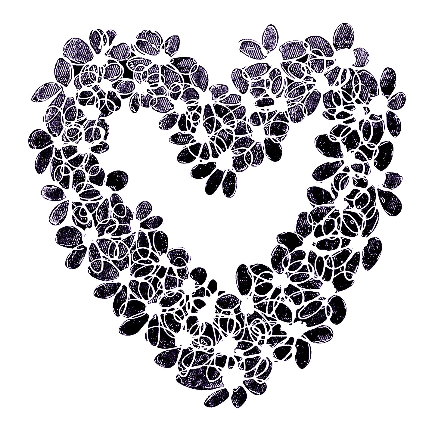 INKY PURPLE HEART floral art print