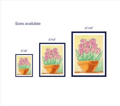 PINK TULIPS IN TERRACOTTA floral art print