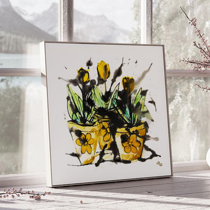 THREE YELLOW TULIPS floral art print