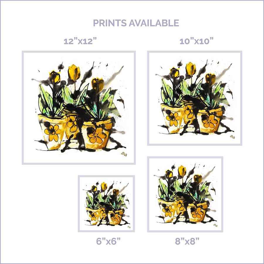 THREE YELLOW TULIPS floral art print