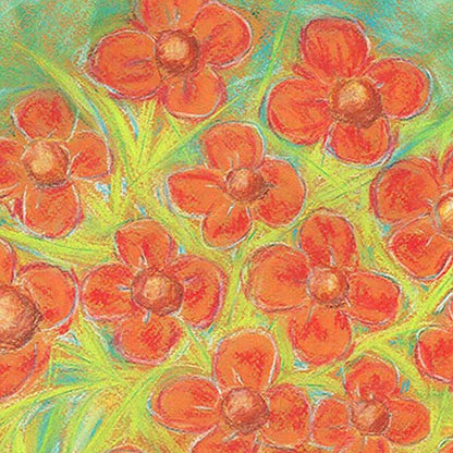 ORANGE FLOWERS IN A STRAIGHT VASE floral art print
