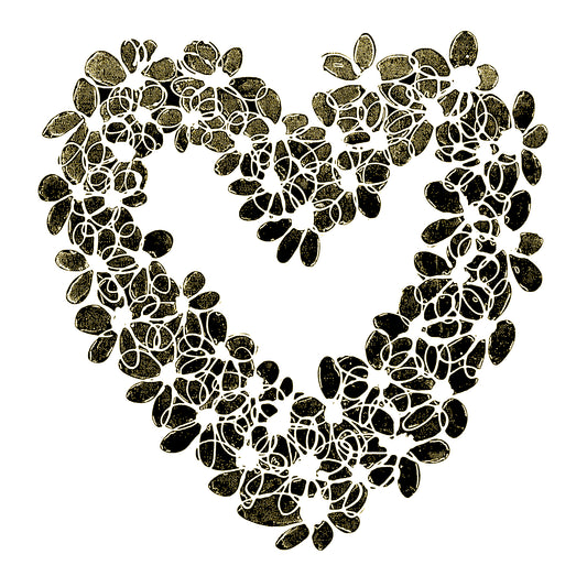 INKY YELLOW HEART floral art print