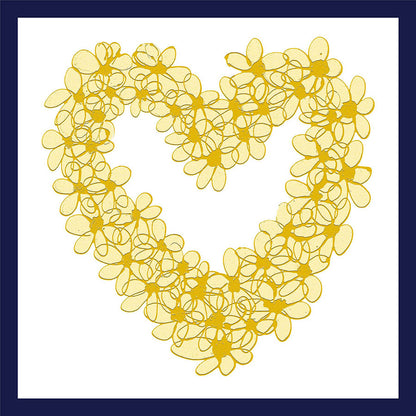 YELLOW PASTEL HEART floral art print