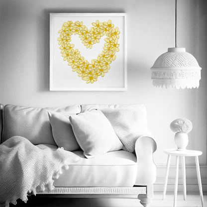 YELLOW PASTEL HEART floral art print