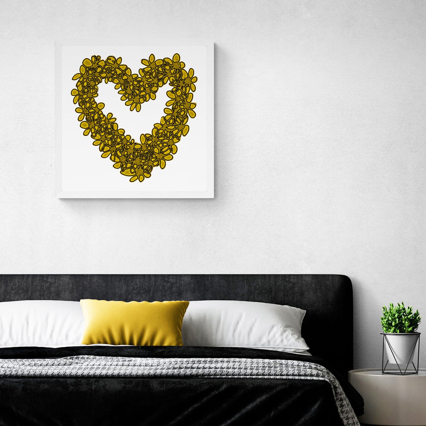 YELLOW SEAGLASS HEART floral art print